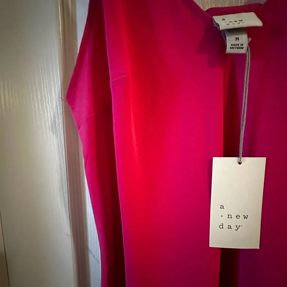 A New Day Spaghetti strap Pink Fuschia Maxi Dress Size M, NWT - Picture 2 of 4